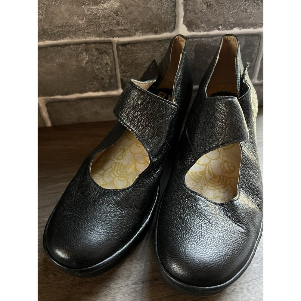 Fly London Yasi Mary Jane Pump Women's Sz 40 US 9 Black Wedge Heel Platform - Picture 2 of 13